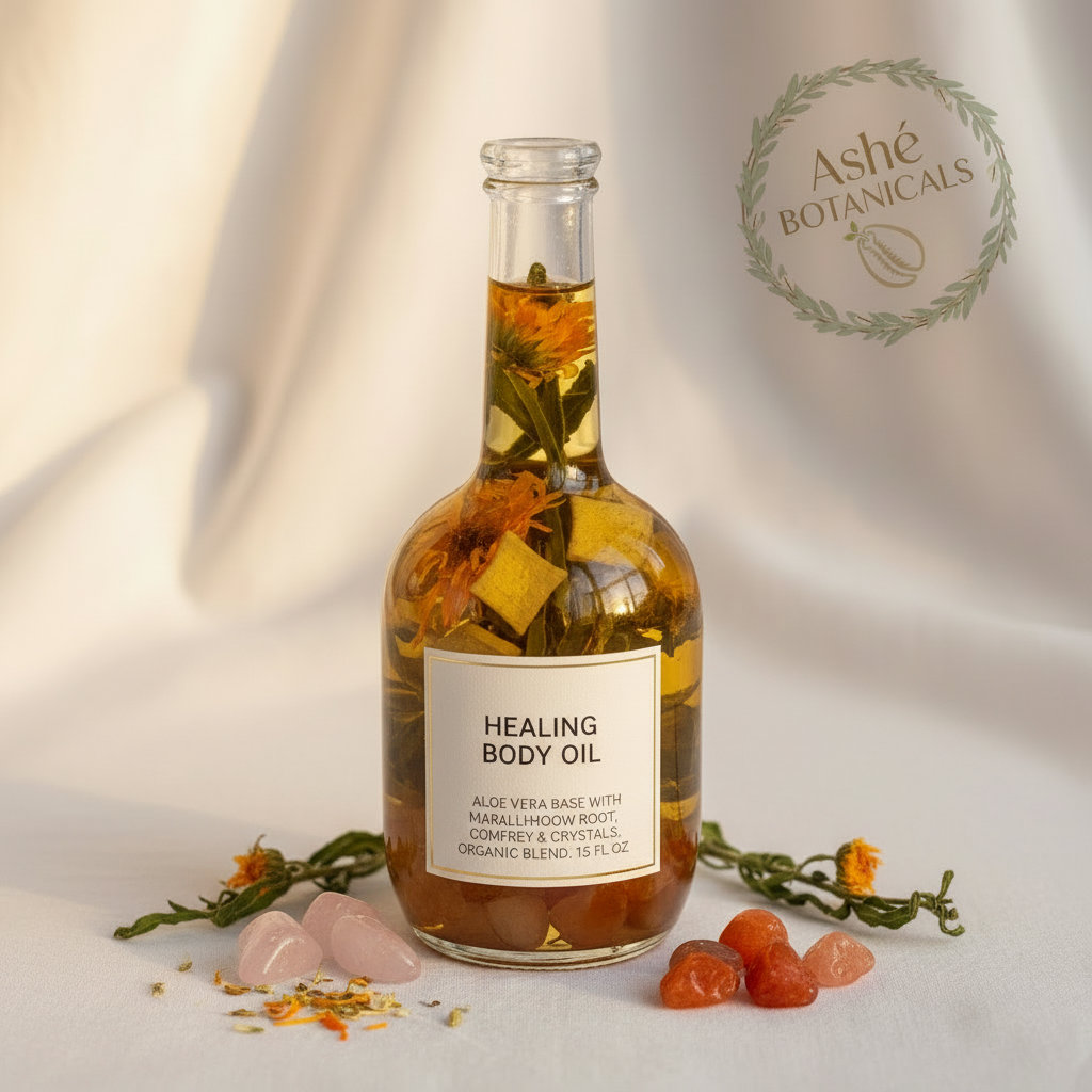 Aloe Vera Healing Body Oil with Logo