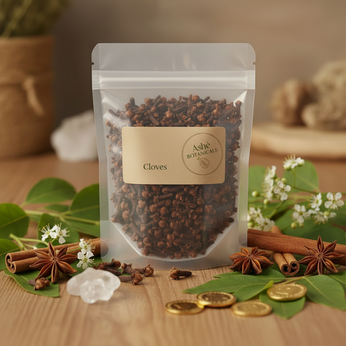Cloves with Ashe Botanicals Logo on Label