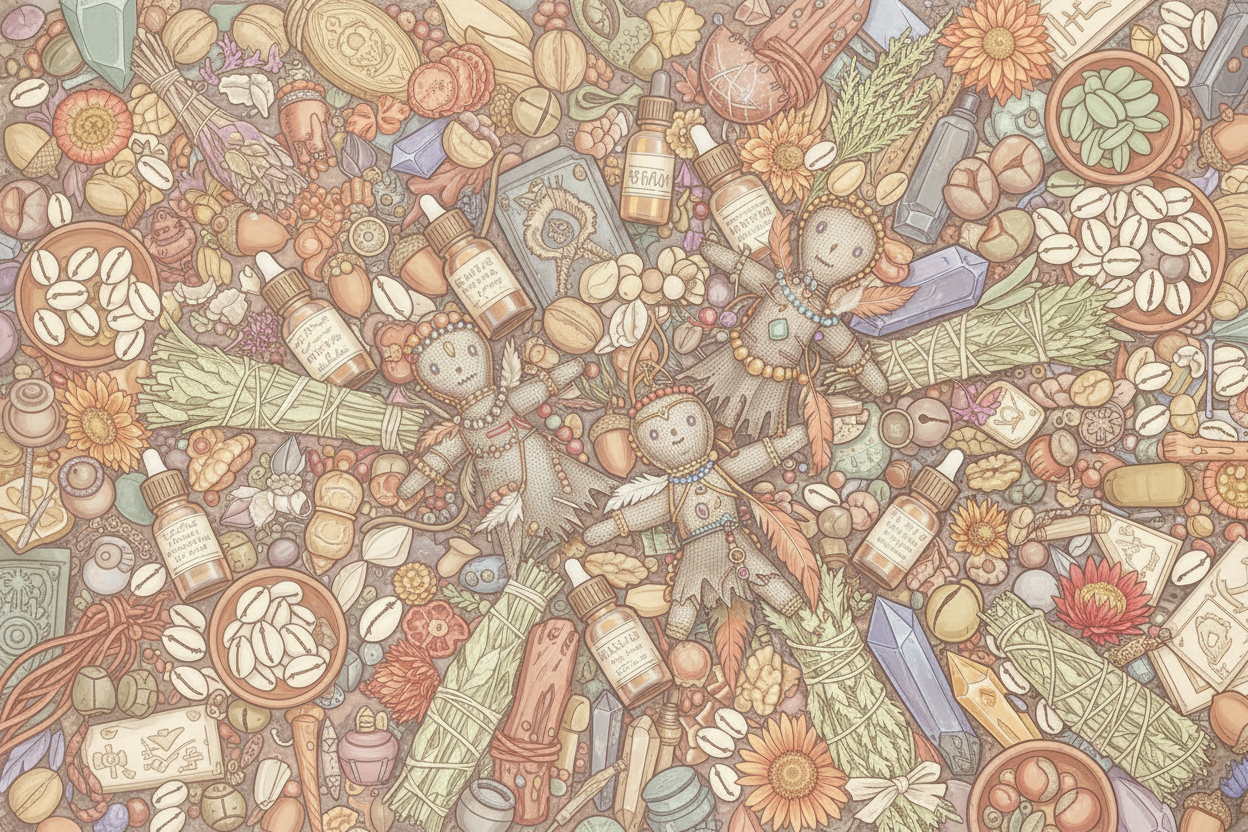 Cluttered spiritual items