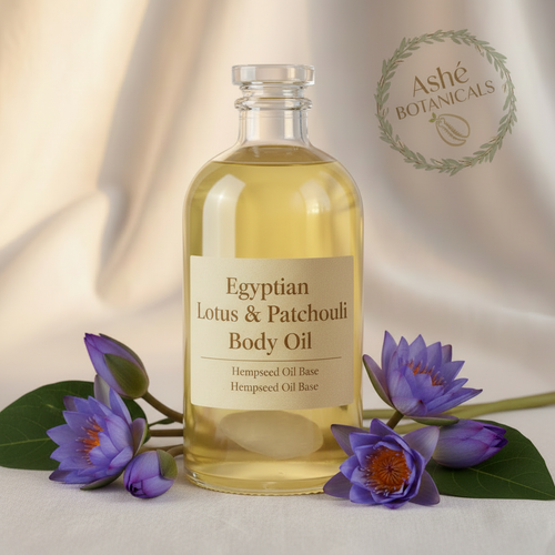 Egyptian Lotus & Patchouli Body Oil with Clear Quartz